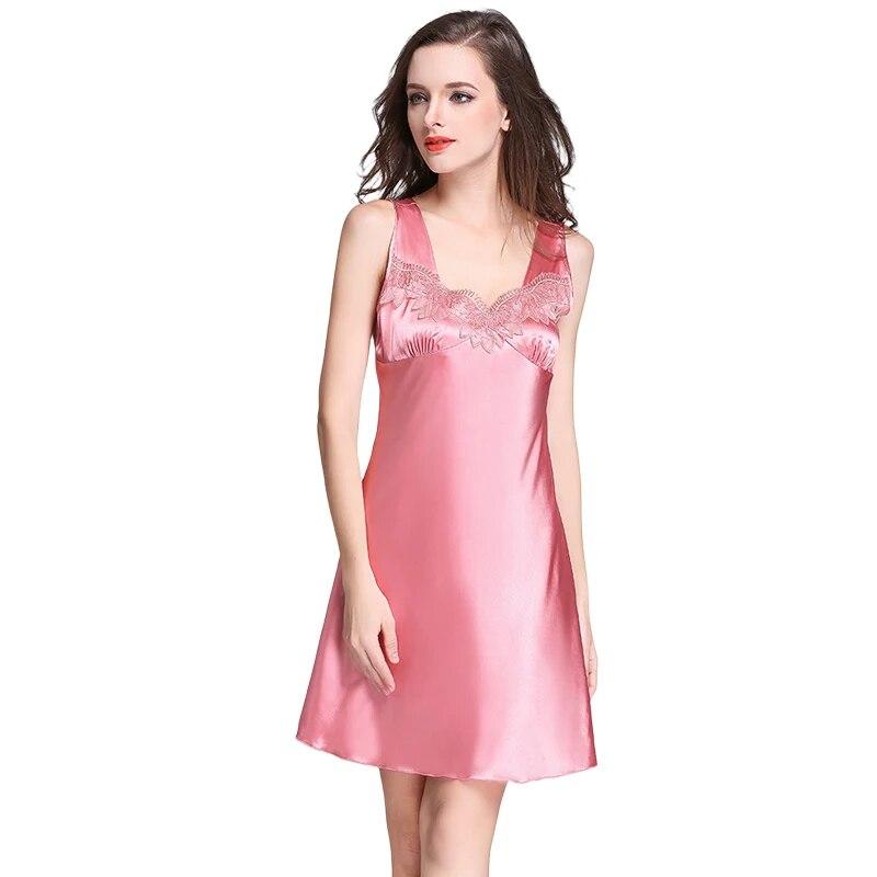 Женская атласная ночная рубашка без рукавов, пижама с v-образным вырезом и кружевной отделкой, ночная рубашка, свободное удобное платье для сна, ночная рубашка, одежда для дома, большие размеры