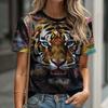 Tiger Pattern Women's T-shirt Top Summer New Round Neck Short Sleeve Tops Loose Edition Casual Comfortable Breathable