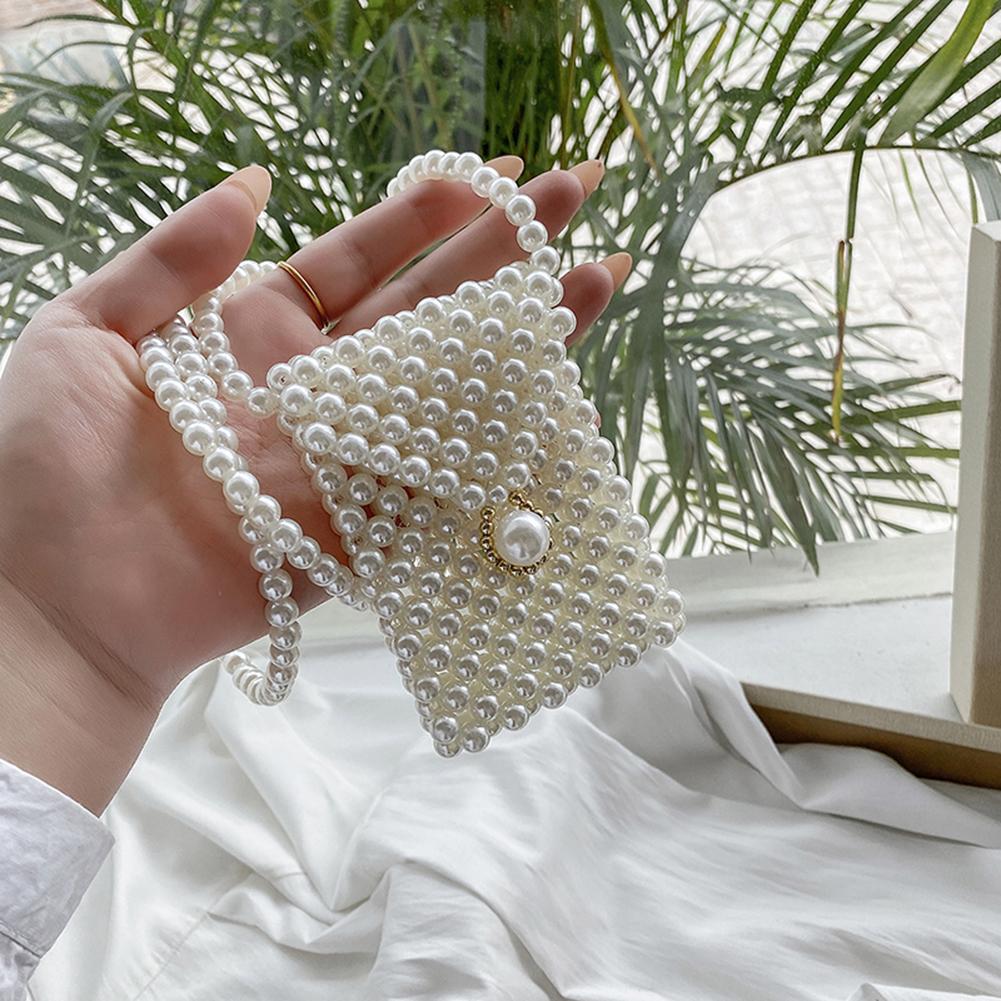 Женская повседневная однотонная сумка-кошелек, повседневная жемчужная мини-сумка-мессенджер с жемчугом, ретро женская сумочка с помадой, сумки на плечо