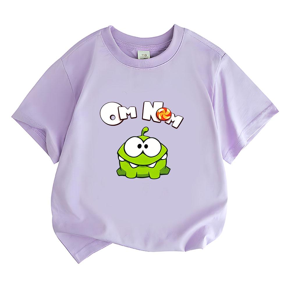 The Rope Om Nom Frog Children's Cartoon T-Shirt Cotton 2-12Y Kids Tees Cute Boys Girls Tops O-Neck Short Sleeve Summer Toddler
