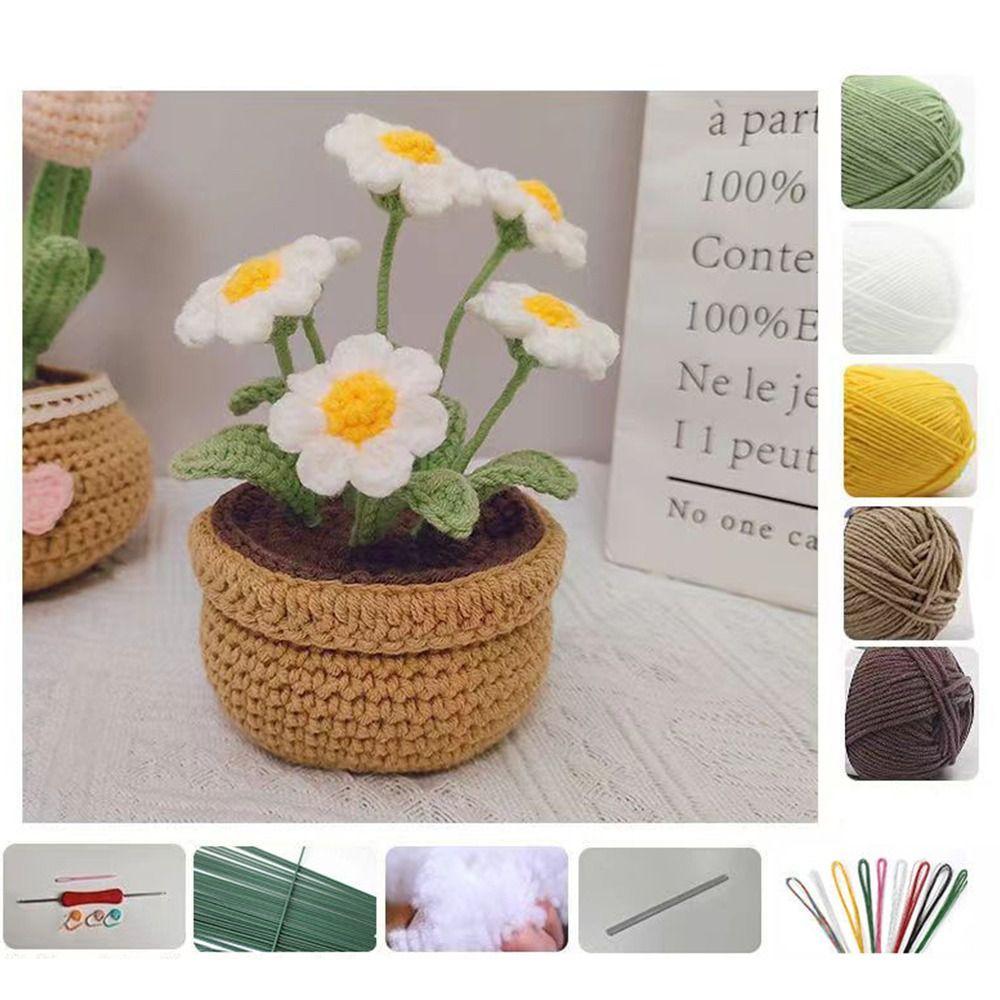Knit Kits Crochet Kit Tulip Flowerpot Crochet Starter Kit Handmade Crafts Lovers