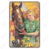 Cowgirl Tin Sign Metal Plaque Cowboy Boots Pony Metal Poster Vintage Wall Decor for Horse Riding Club Garden Home