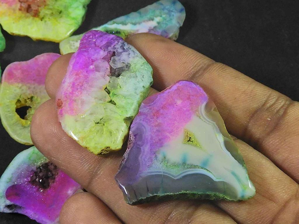 36-47 мм Радужный солнечный оконный срез Друзы Агат Необычный россыпью драгоценный камень 9 шт. Лот RQ-2175