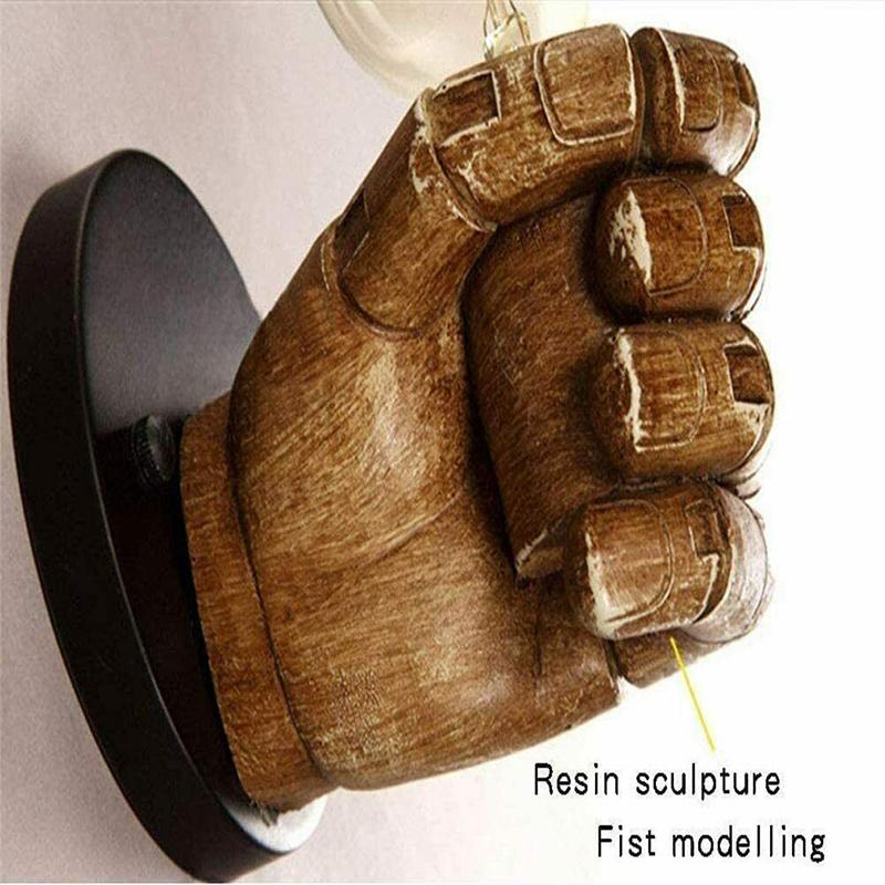 Креативный ретро E27 светодиодный настенный светильник в форме кулака из античной смолы в европейском стиле для бара, ресторана, кафе, декоративный настенный светильник для левой и правой руки