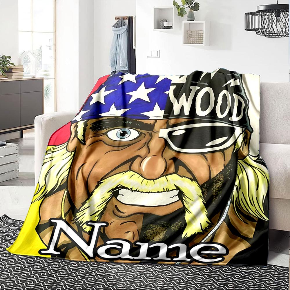 Customiz Name Personality Hulk Hogan Blanket Soft &Warm Sofa Office Bed Travel Lunch Break Blanket, Gift Suitable All Seasons