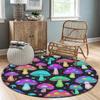 Dreamy Forest Fantasy Circular Rug Colorful Butterfly Mushroom Fern Print Carpet Daily Home Non-Slip Mat for Living Room Bedroom