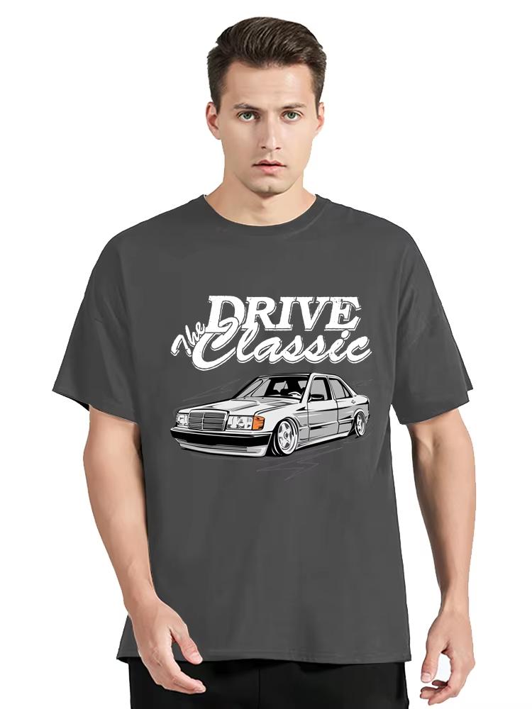 Потрясающая футболка W201 Drive The Classic Car 190E с графическим принтом винтажных автомобилей, футболки, мужская одежда, хлопковая футболка, повседневная футболка