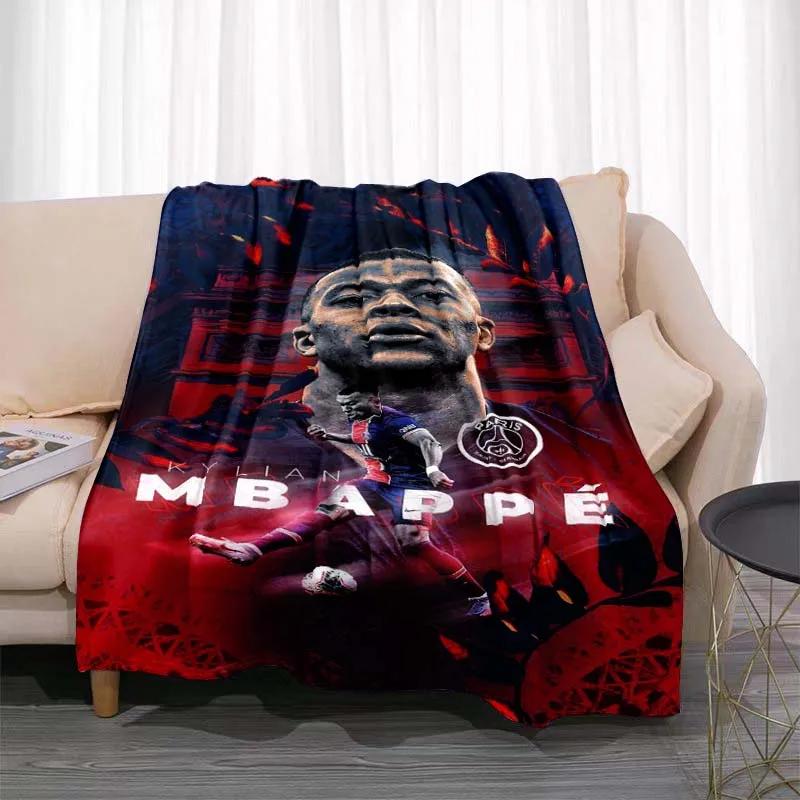 Узорчатое одеяло Kylian Mbappé, модное фланелевое дышащее теплое покрывало для кровати, дивана, мягкое покрывало для путешествий, креативный подарок