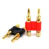 Двухрядный 4-миллиметровый разъем типа «банан», позолоченный адаптер для динамика, двухпозиционный перекрестный разъем для аудиодинамика, красный, черный