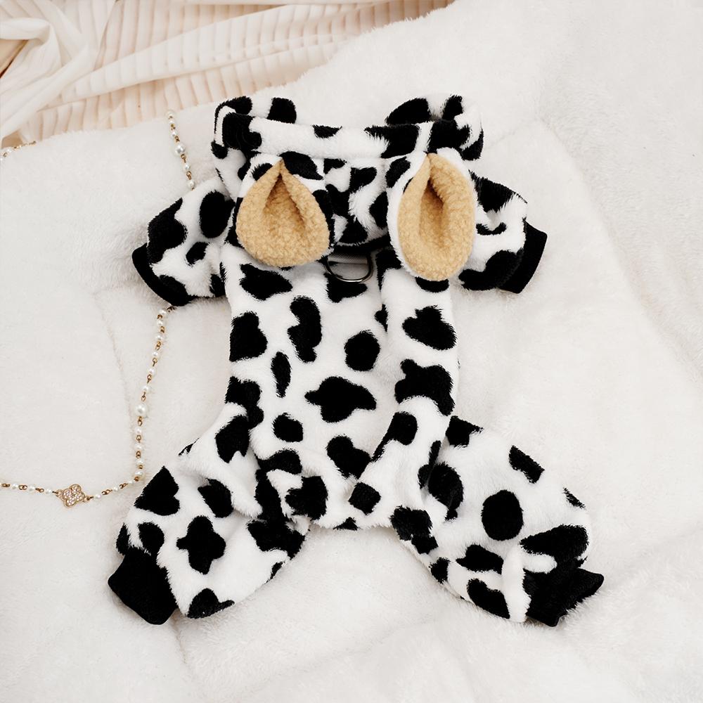 Cute Dog Jumpsuit Warm Dog Clothes Coat Winter Pet Puppy Leopard Hoodie Jacket Soft Outfit for Small Medium Dogs Chihuahua Pug