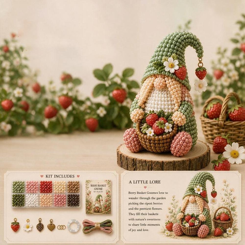 Handmade Beaded Dwarf Ornament Craft Kit Cozy Gnome DIY Bead Kit Adults
