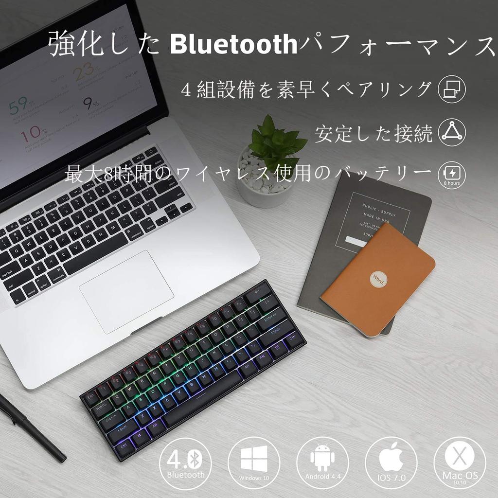 Anne Pro 2 Mechanical Keyboard USB Gaming Keyboard English Layout Compact Multifunctional Blue Axis Cherry Axis Black Bluetooth5.0 Wired/Wireless 60%