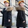 Girls Winter Outerwear Casual Cotton Fur Collar Hooded Clothes Kids Thicken Warm Parkas Children Solid Colour Fashion Jackets