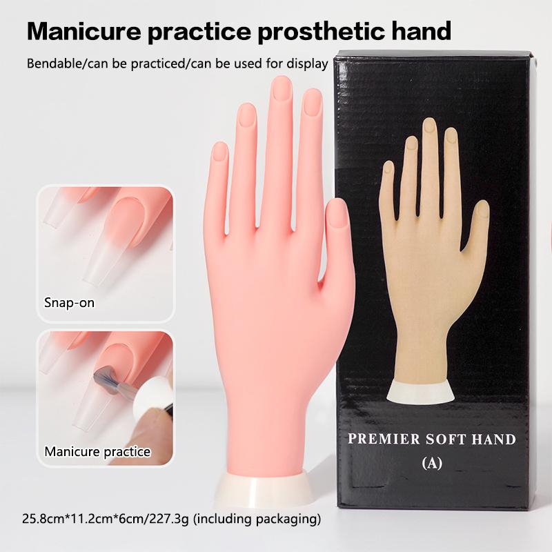 Practice Left Hand Model Tool With Joints Removable Rubber Fake Hand Flexible Can Insert Fake Nails Nail Art Display Manicure