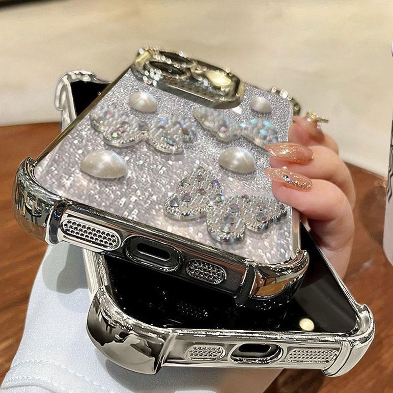 Luxury Pearl Butterfly Bracelet Shockproof Plating Case For Honor 400 Lite 200 Pro 200 300 100 90 80 70 60 50 SE Glitter Cover