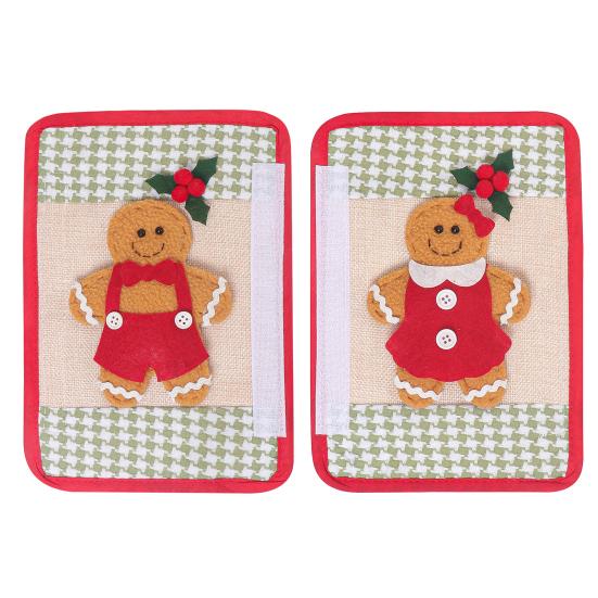 Christmas Refrigerator Handle Covers Gingerbread Man Kitchen Appliance Handle Covers for Fridge Door Holiday Home Office Decoration
