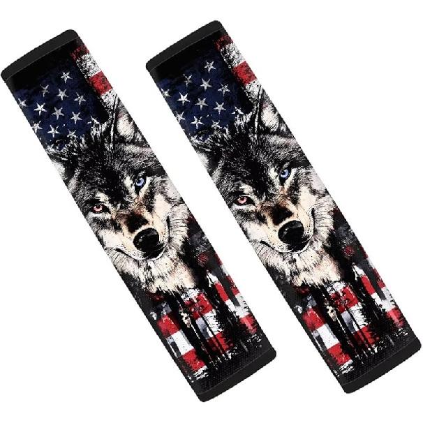 SEANATIVE Винтажный Американский Флаг Печать Накладка на Ремень Безопасности Автомобиля Защитный Чехол на Ремень Безопасности Комплект из 2 шт. Декор Салона Автомобиля