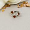 925 Sterling Silver Carnelian Gemstone Round Shape Ring For Women