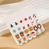 12 Pairs Christmas Enamel Santa Claus Snowflake Earrings Set for Women Zircon Christmas mas Tree Earring Party Jewelry Gift