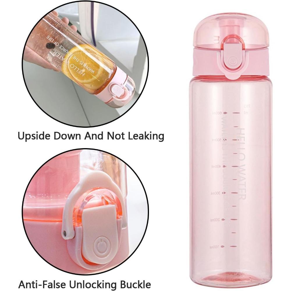 Прозрачная бутылка для воды со шкалой, спортивная герметичная пластиковая бутылка для воды, не содержащая BPA, многоразовая, подходит для путешествий, спортзала