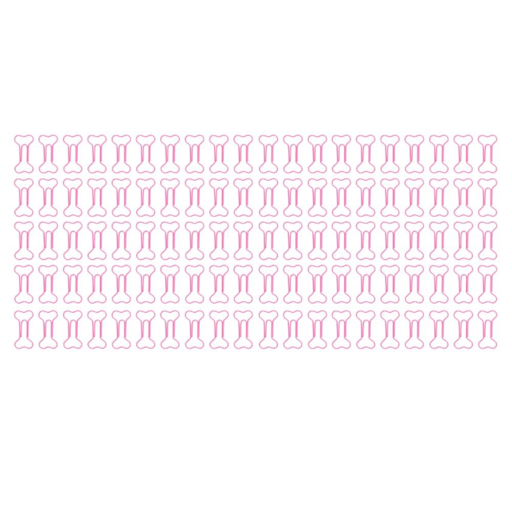 100Pcs Bone Shaped Paper Clips Pink Cute Paper Clips Small Paper Clips Office