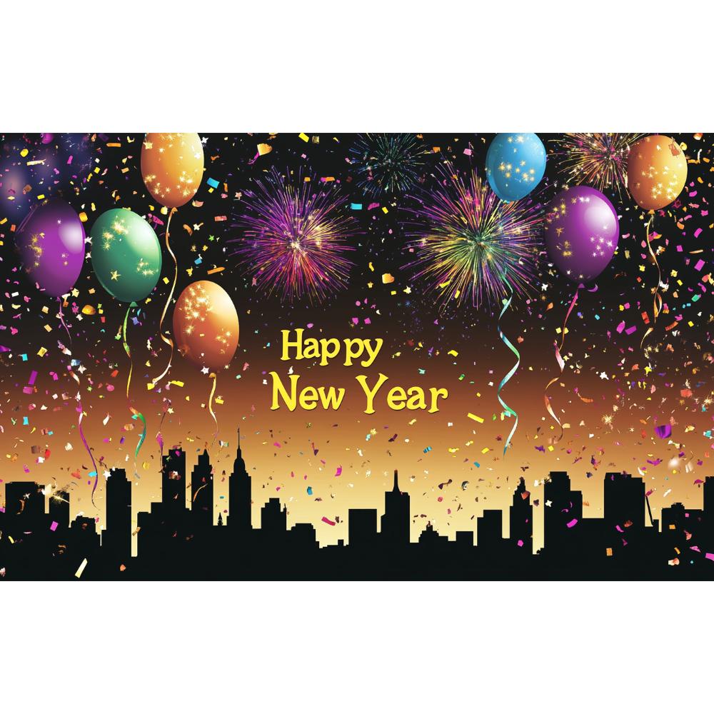 2025 Новогодняя вечеринка Фон Ткань Красочный городской фейерверк Баннер Главная 2025 Новогодняя вечеринка Украшение Баннер Подвесная ткань