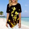 Women Plus Size Ladies Tee Shirts Purple Crystal Butterfly Print Loose Casual Tops Female Irregular Summer Clothes