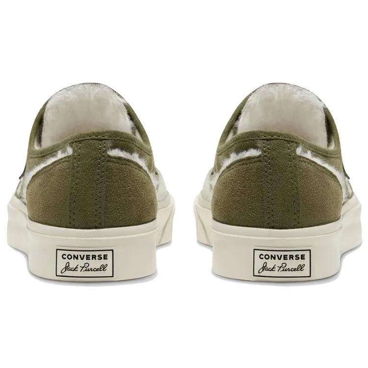 Converse Faux Fur Lined Leather Jack Purcell 'Green White' (Unisex) Canvas Shoes 166511C