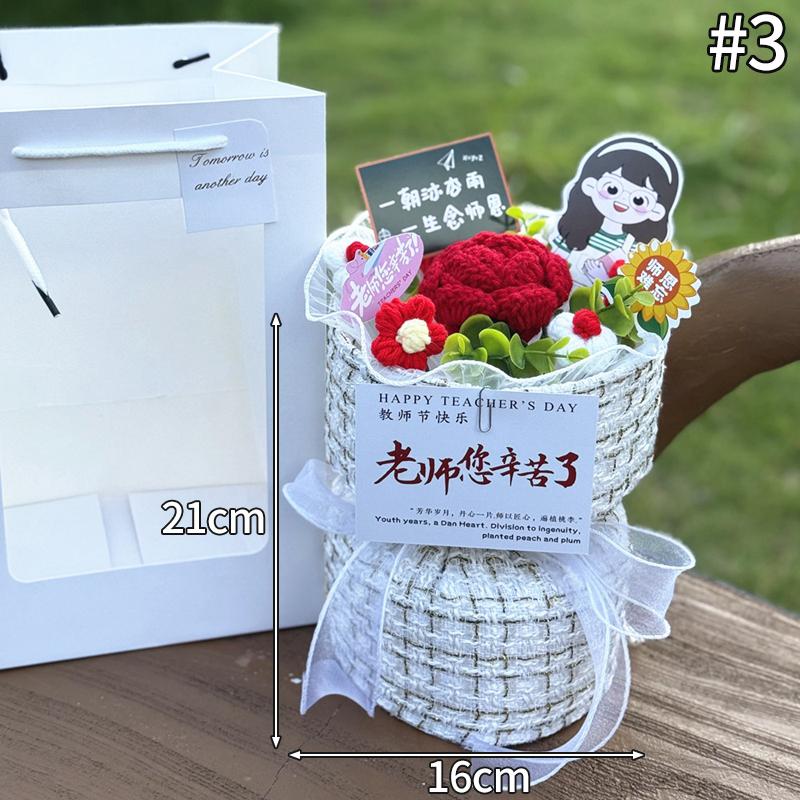 Crochet Sunflower Graduation Artificial Bouquet Teachers' Day Mothers Day Flower Bouquet Woven Flower Birthday Graduation Gift