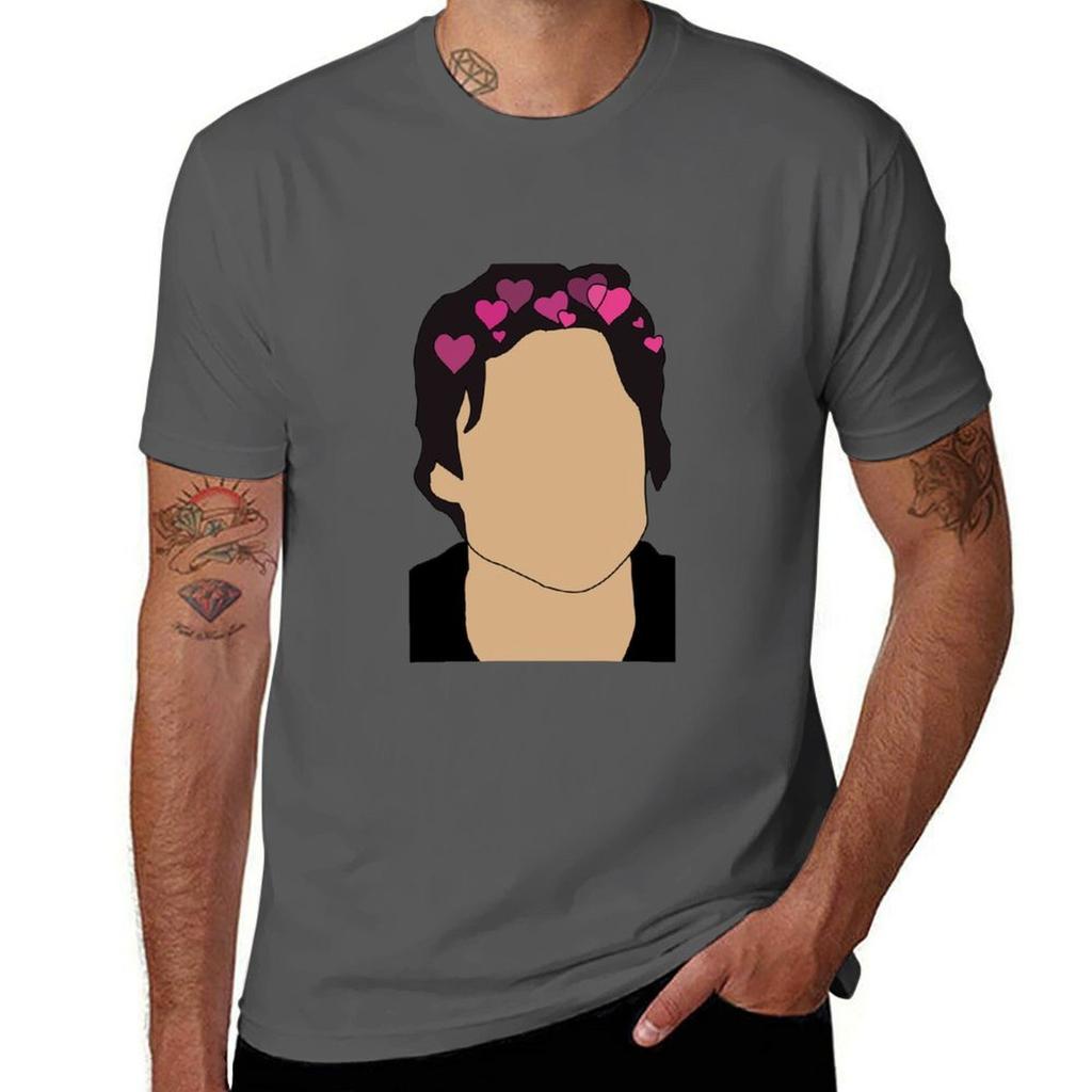 Damon Salvatore Heart Crown Tshirt Plus Size Workout Short Sleeve Top
