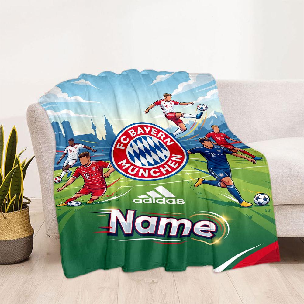 Bayern Munich Soccer Poster Personalized Name Blanket Lightweight Personalized Blanket Ultra-Soft Versatile for Bedding Seaside Bed Sofa