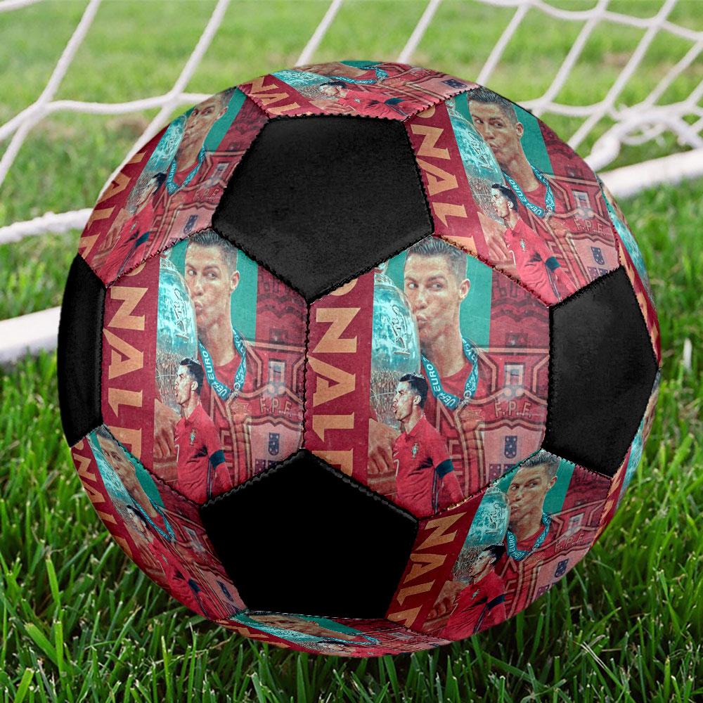 Футбольный мяч Cristiano Ronaldo, размер 5, машинная сшивка, ПВХ, прочный и с высоким отскоком, подходит для всех возрастов, фанатская атрибутика, для матчей и использования на улице.