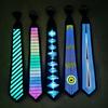 Светодиодный светящийся галстук с голосовым управлением, регулируемой длины, на батарейках, беспроводной, светящийся, праздничные принадлежности