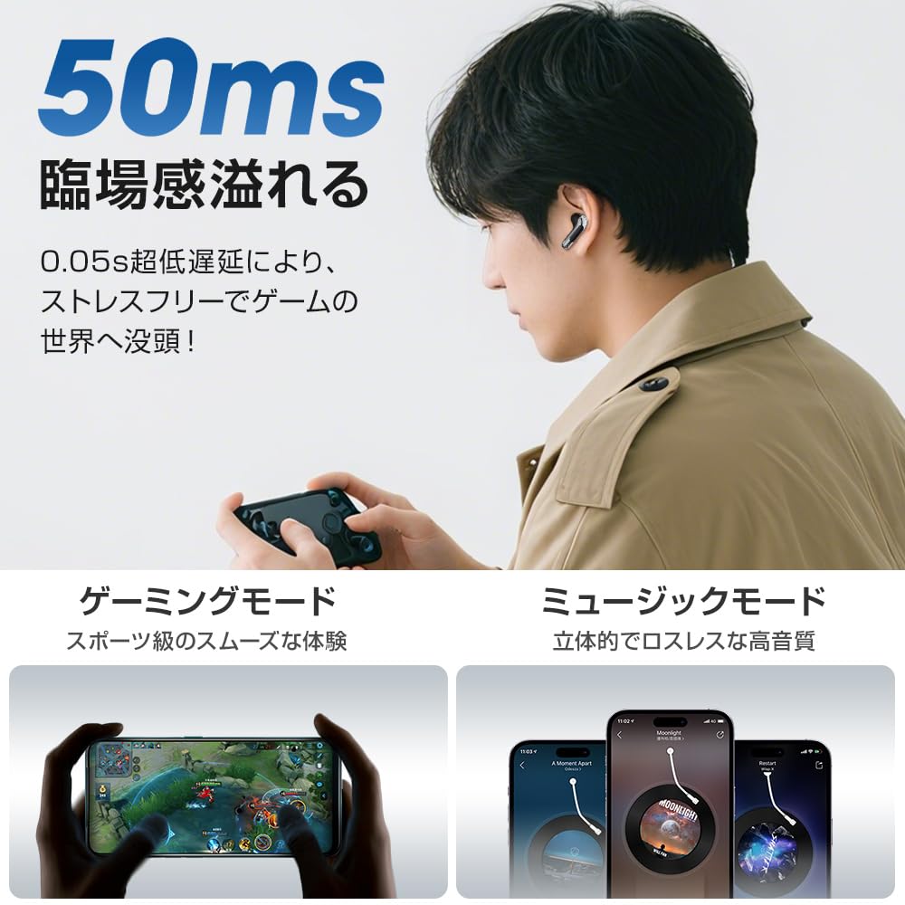 Wireless Earbuds for 2025 Immersive Sound Quality Bluetooth Noise 60H iPhone Deep Low Integrated Left and Right Headphones with Instant Fast