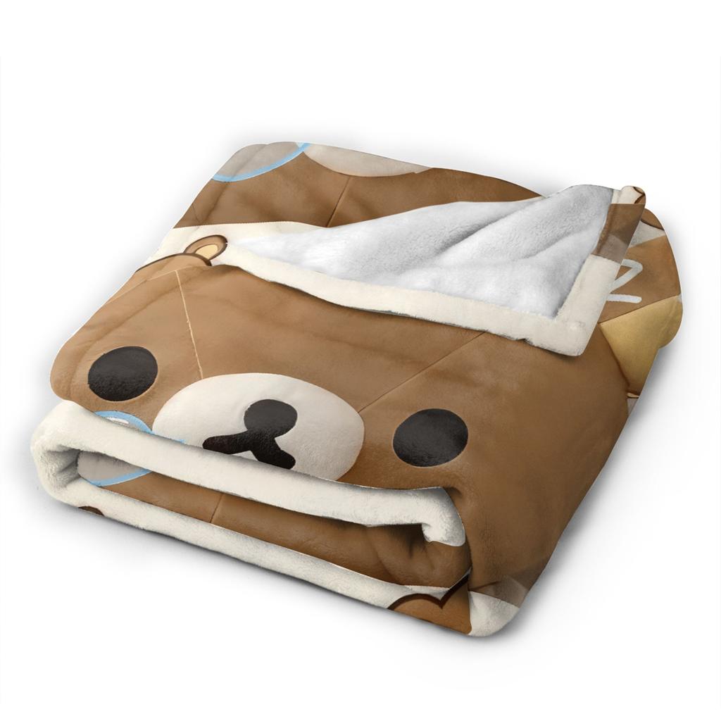 Cute Bear Rilakkumas Warm Soft Blankets Boy Girl Plush Bedding Throws Novelty Living Room Flannel Bedspread Sofa Bed Cover