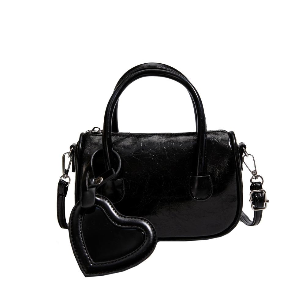 With Love Pendant Silver Handbag Leather Saddle Bag Elegant PU Bowling Bag Girls/Female
