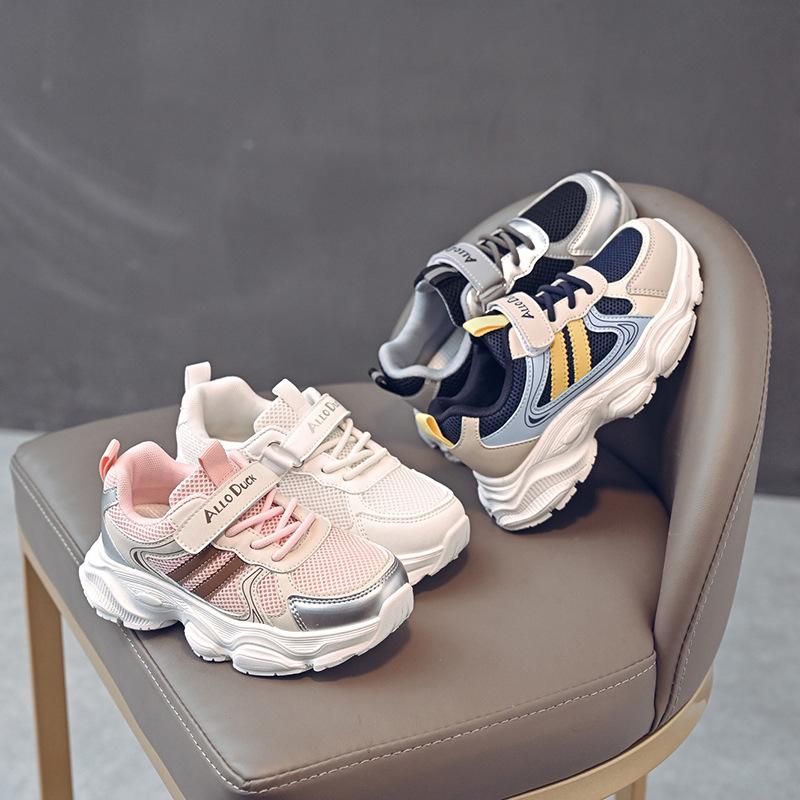 Кроссовки для мальчиков с двойной сеткой, дышащие, износостойкие, папины туфли, нескользящая мягкая подошва для девочек, детские кроссовки на все времена года