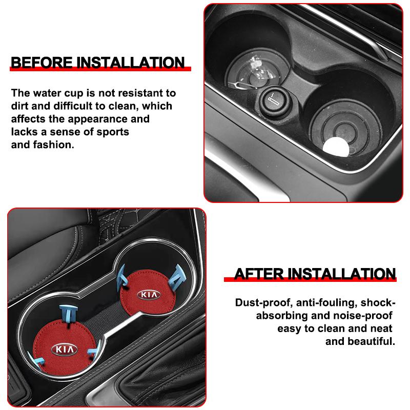1/2 шт. Коврик-подставка для подстаканника из кожи, нескользящий коврик для слота, автомобильный стайлинг для KIA Rio Ceed Sportage Cerato Soul Sorento Flip R K2 K3 K5 k6 K7 K8 Soul