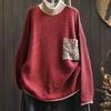 Cotton Knitted Sweater Women's Loose Large Version Meat Covering Autumn and Winter Literary and Casual Pullover Top