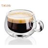 TK Double Wall Thermal Glass Cup Heat Resistant Tea Coffee Mug with Handle Drinkcup Heat Resistant