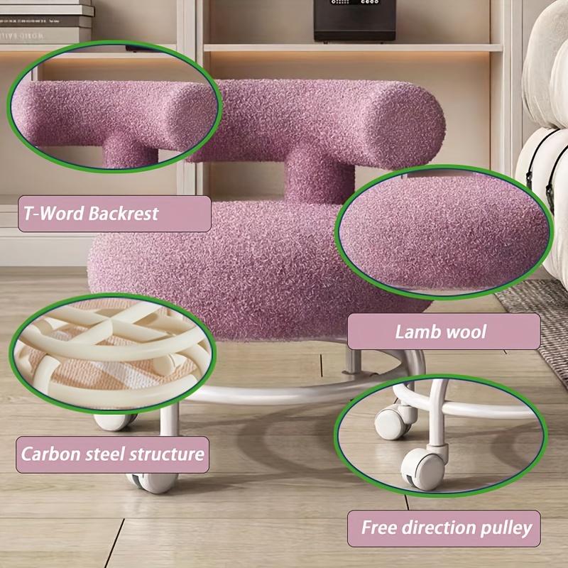Круглый табурет на роликах со спинкой, табурет для красоты, макияжа, тату-салона, спа-табурета, кресло для ленивой работы по дому