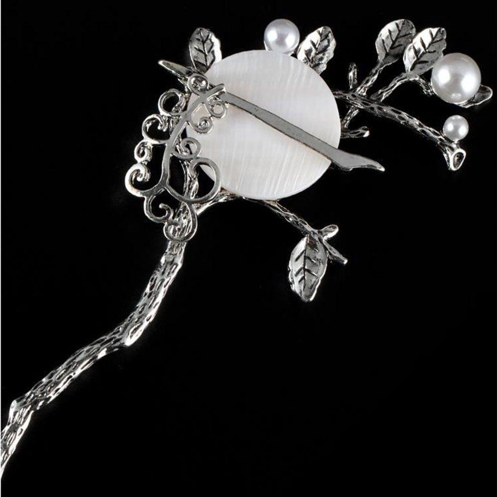Female Gift Ladies Pearl Hair Disk Pearl Hairpins Women Hair Fork Hair Accessories Moon Hair Stick