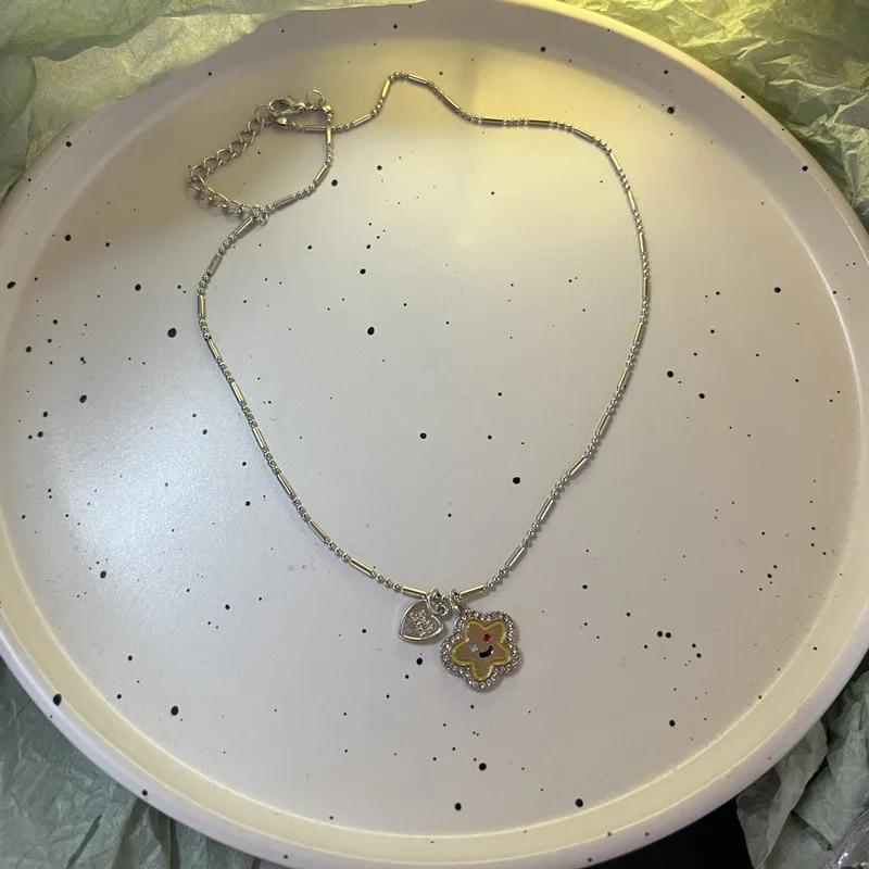 Весенние красочные цветы любовь кулон ожерелье из нержавеющей стали цепочка из бисера ожерелье подарочные украшения новая мода свадебный подарок