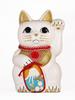 Lucky Cat Mount Fuji Left Paw Raised Ceramic Lucky Cat Maneki Neko Fujiyama Lucky Feng Shui Figurine with Offering Box (L-SIZE White) / - (fj_L White)