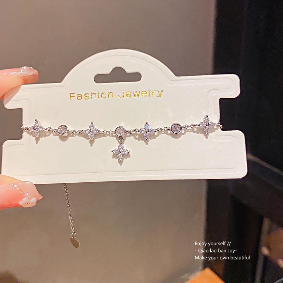 Натуральный браслет с цирконами в виде луны и звезд для женщин с мерцающими камнями и элегантным стилем