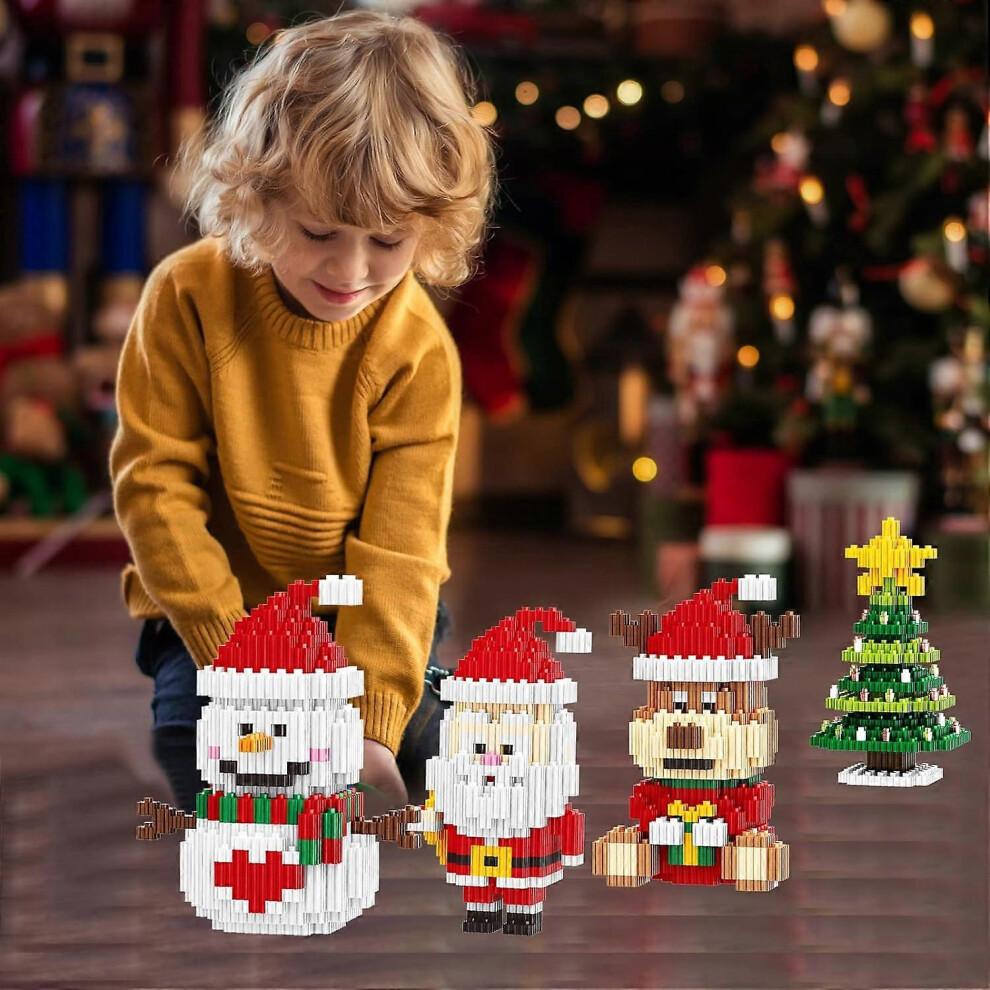 2023 Christmas Toy Building Blocks Christmas Reindeer Miniature Building Blocks Holiday Gift Exercise Hand Skills and Intelligence (snowman)