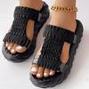 2025 New Slippers Women Braided Peep Toe Platform Sandals Summer Beach Wear Flat Shoes Solid Color Knit Sandals