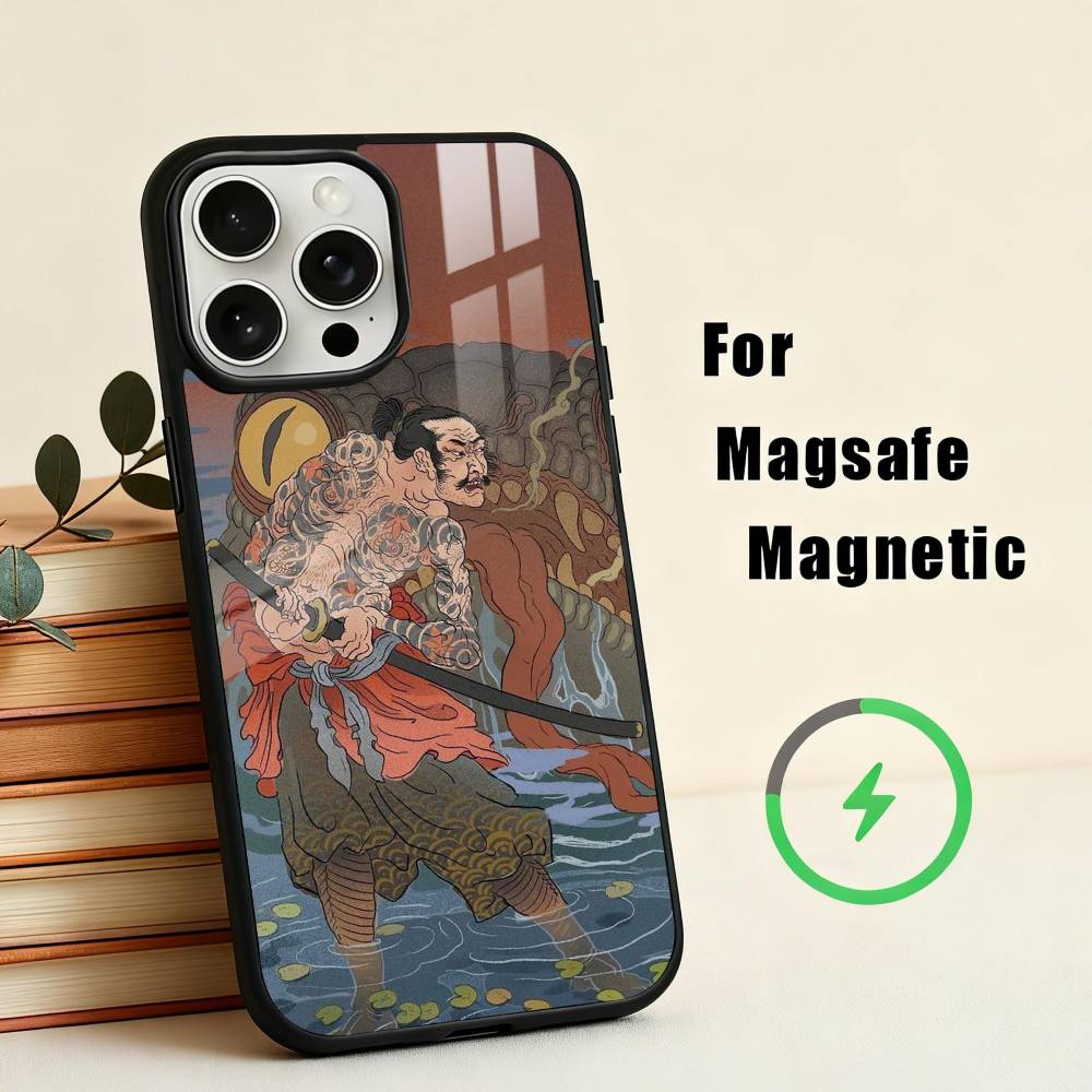 J-Japan Ukiyo-e S-Samurai Sea Phone Case For iPhone 17,16,15,14,13,12,Plus,Pro,Max for Magsafe Magnetic Wireless Charging