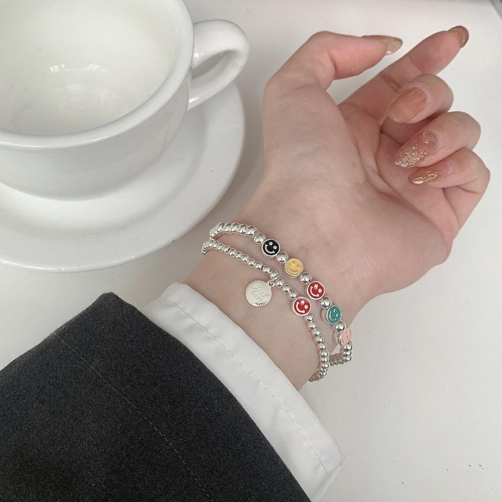 Браслет из разноцветных бусин Smiley из серебра 925 пробы для женщин — модный, стильный и универсальный