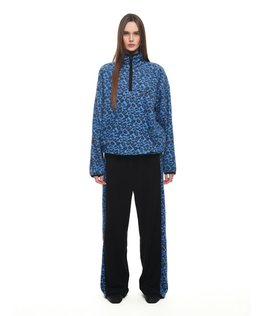 TOOMUCHTAX Leopard Terry Panel Sweatpants Blue